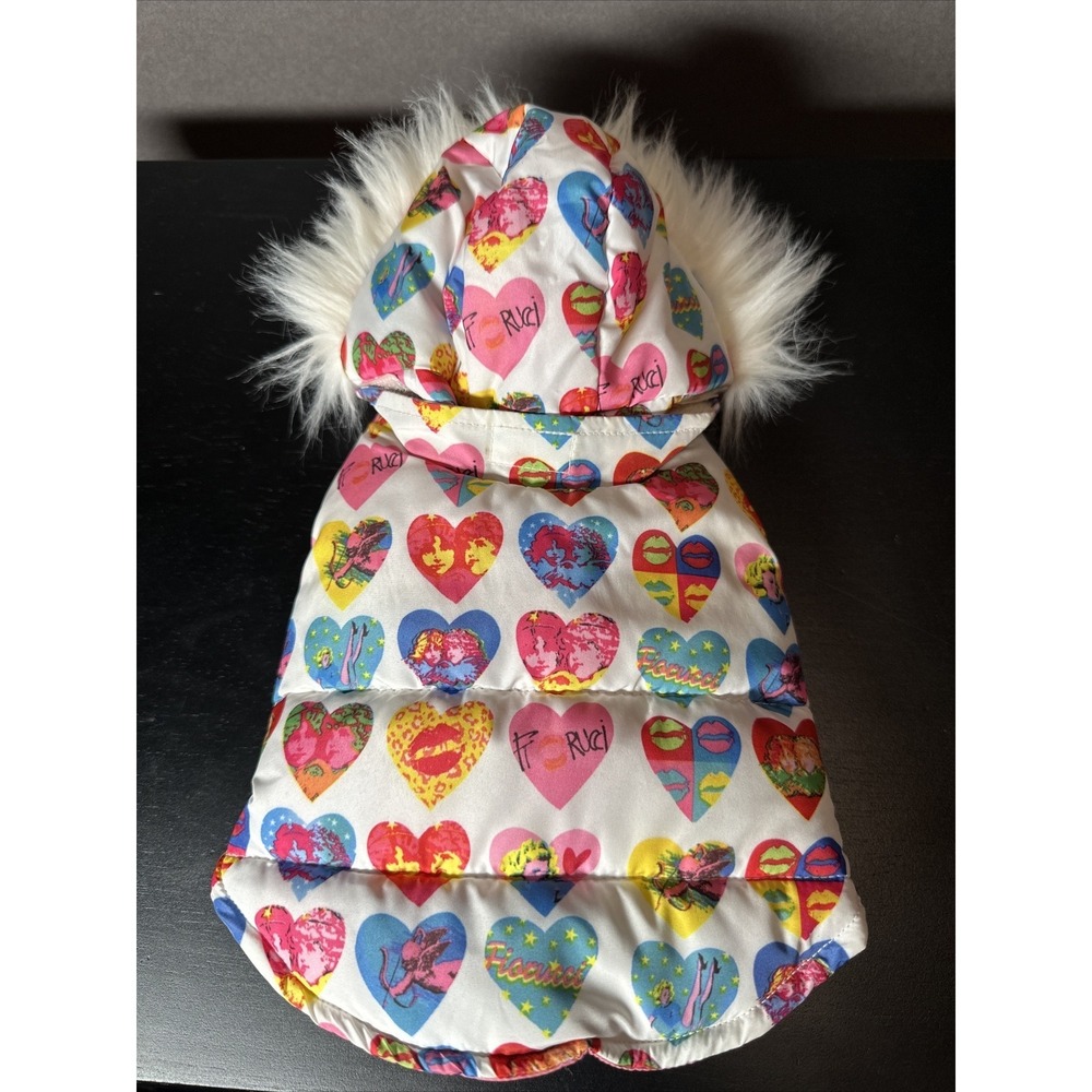 fiorucci Italy Y2K S Pet Dog Jacket With Detachable Hood Rare Zipper Closure